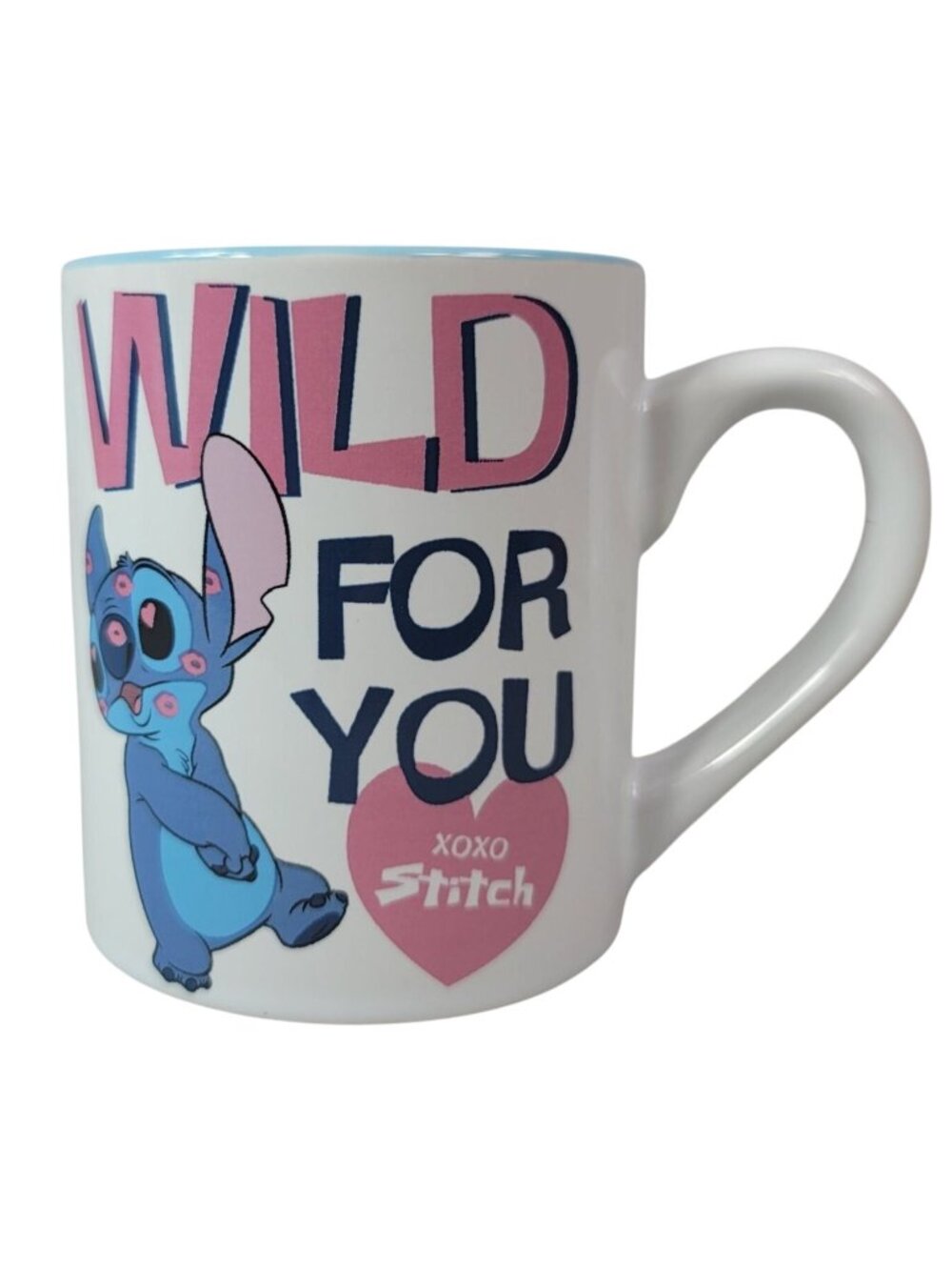 Disney Stitch Wild For You Mug 14oz XOXO Heart Kisses Lips Valentine's Lilo NEW